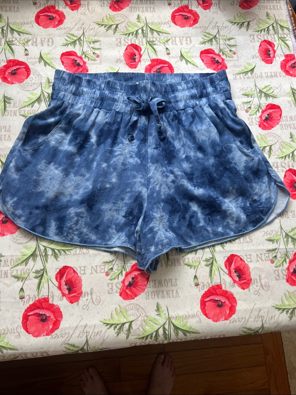 Hollister Blue Tie-Dye Athletic Lounge Shorts with Drawstring